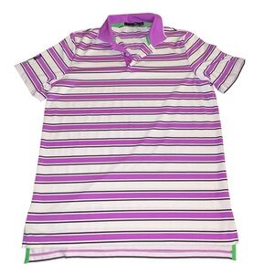 Ralph Lauren Purple and‎ White Striped Polo Shirt Men’s Size Medium